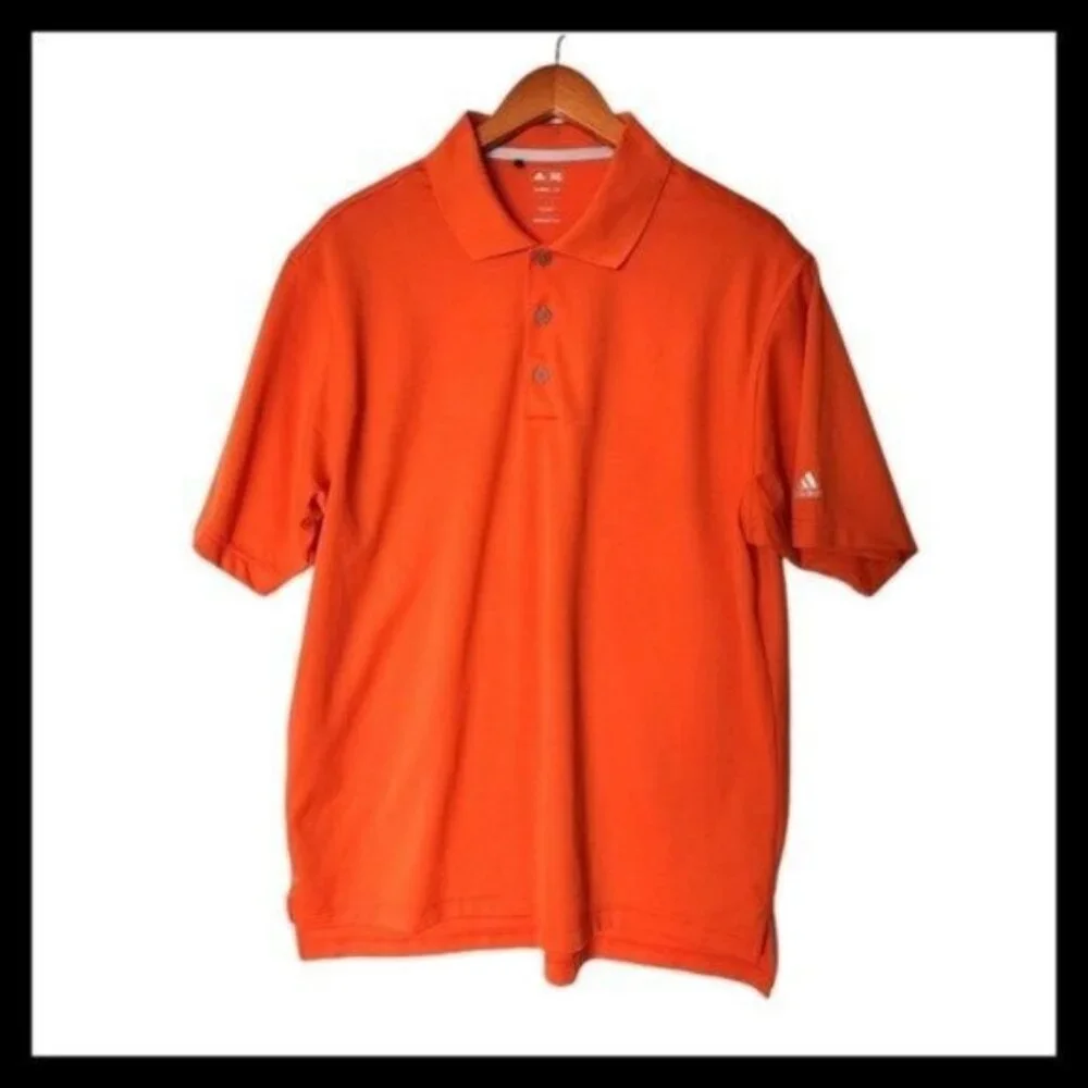 Adidas GOLF ClimaLite Orange Polo Shirt‎ Performance L Large